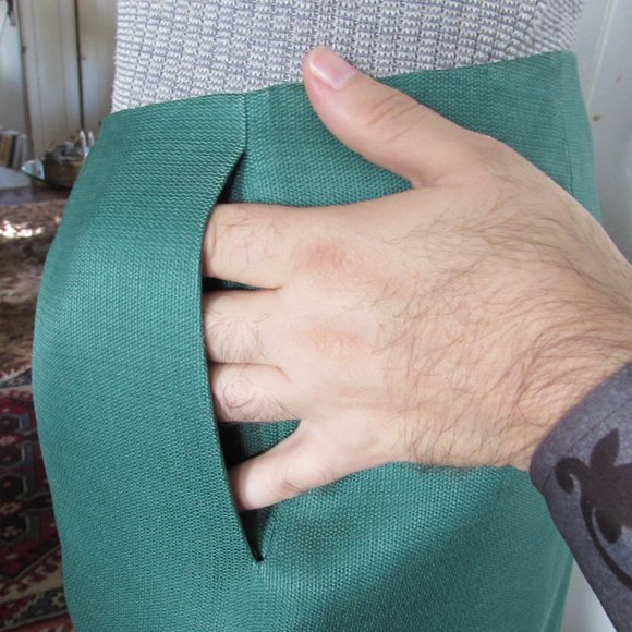 MARNI Solid Green Silk Pencil Skirt - Picture 4 of 8